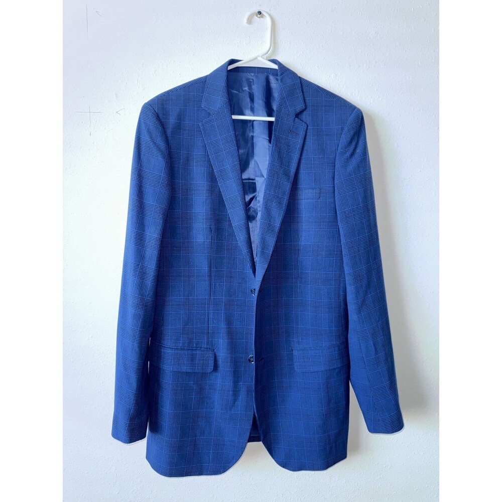 Alain Dupetit Blazer Mens Blue Plaid Coat Classic Formal Jacket 32W 38L